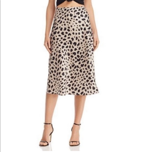 Aqua leopard print midi slip skirt - Picture 2 of 5